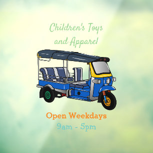 Tuk tuk cartoon illustration window cling