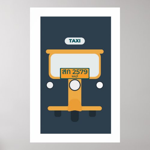 Tuk Tuk Motorcycle Bangkok Thailand Vehicle Travel Poster