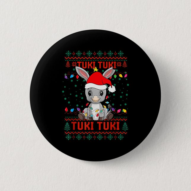 Tuki Tuki Santa Hat Spanish Mexican Christmas Swea Button (Front)