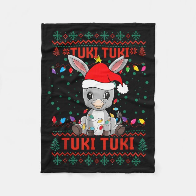 Tuki Tuki Santa Hat Spanish Mexican Christmas Swea Fleece Blanket (Front)
