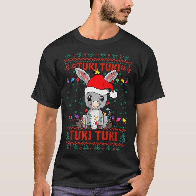 Tuki Tuki Santa Hat Spanish Mexican Christmas Swea T-Shirt (Front)