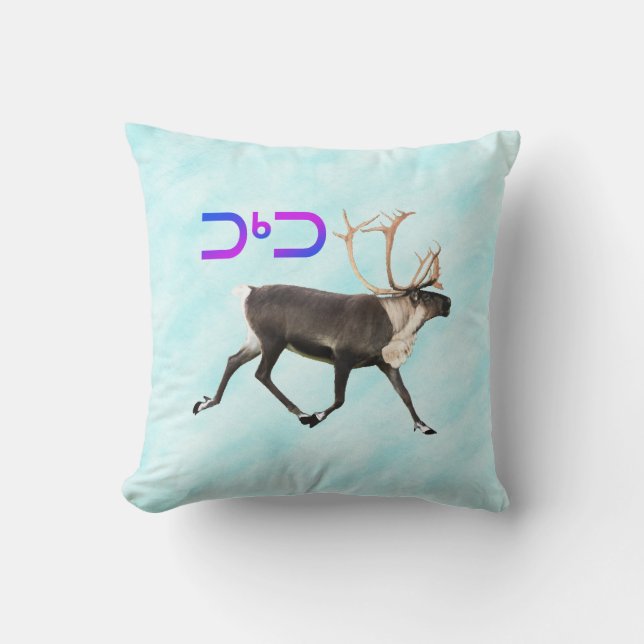 Tuktu - Caribou On Snow Throw Pillow (Front)