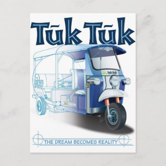 TukTuk Blue Print Postcard
