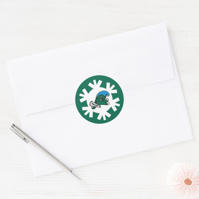 Tulane University Angry Wave Logo Classic Round Sticker (Envelope)