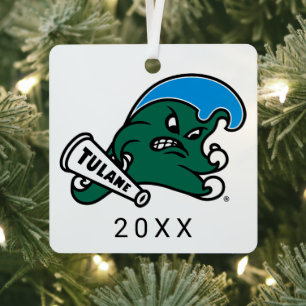 Tulane University Angry Wave Logo Metal Ornament