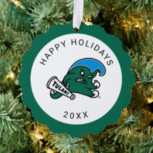 Tulane University Angry Wave Logo Ornament Card