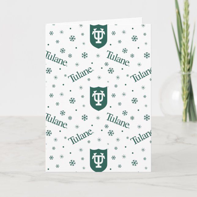 Tulane University Crest Holiday Pattern Card (Front)