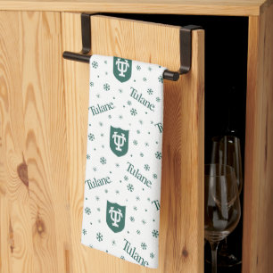Tulane University Crest Holiday Pattern Kitchen Towel