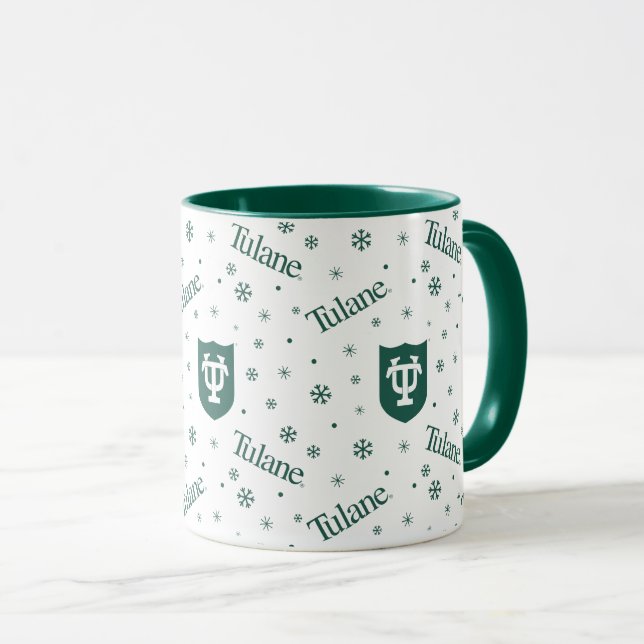Tulane University Crest Holiday Pattern Mug (Front Right)