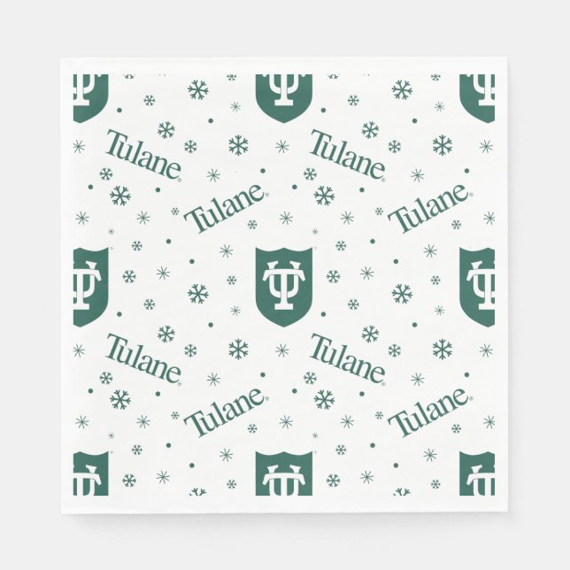 Tulane University Crest Holiday Pattern Napkins (Front)