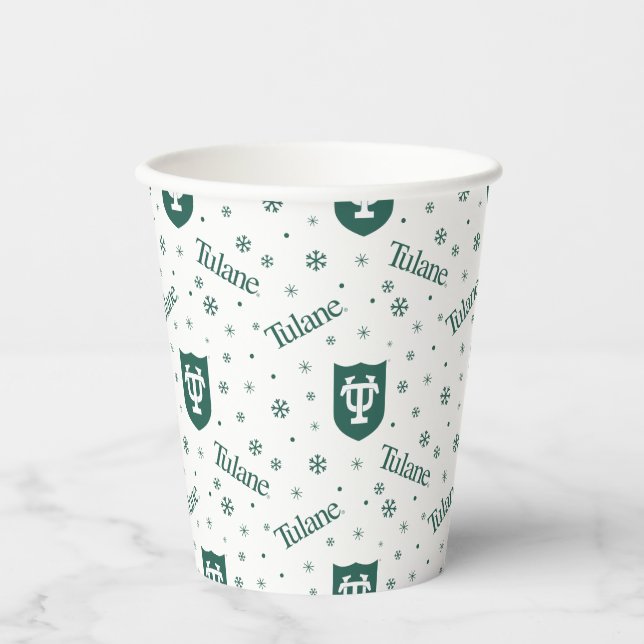 Tulane University Crest Holiday Pattern Paper Cups (Front)