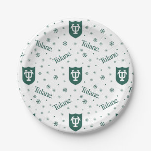 Tulane University Crest Holiday Pattern Paper Plates