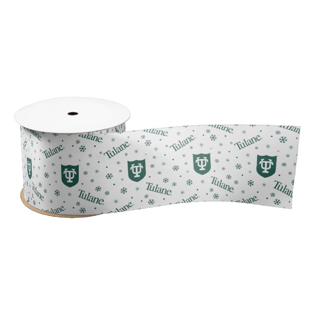Tulane University Crest Holiday Pattern Satin Ribbon (Spool)
