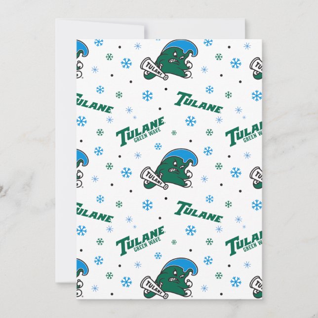 Tulane University Green Wave Holiday Pattern Card (Front)