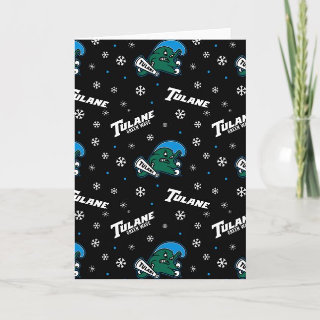 Tulane University Green Wave Holiday Pattern Card (Front)