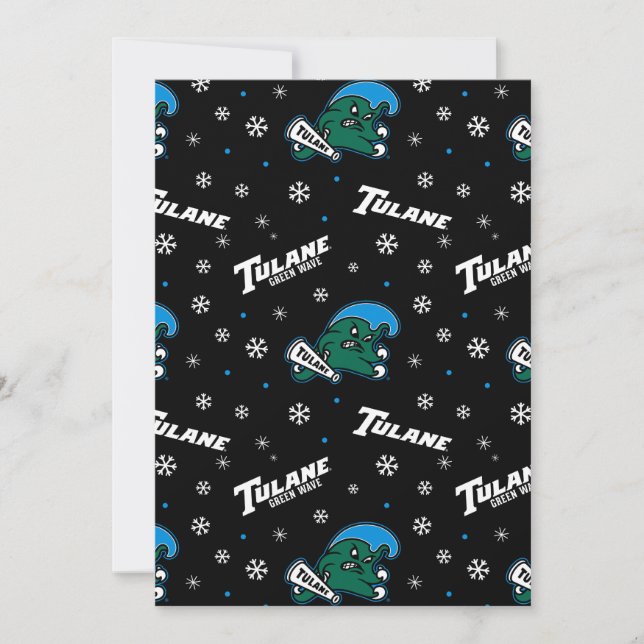 Tulane University Green Wave Holiday Pattern Card (Front)