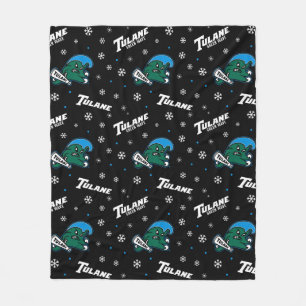 Tulane University Green Wave Holiday Pattern Fleece Blanket