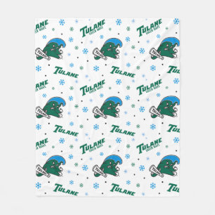 Tulane University Green Wave Holiday Pattern Fleece Blanket