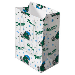 Tulane University Green Wave Holiday Pattern Medium Gift Bag