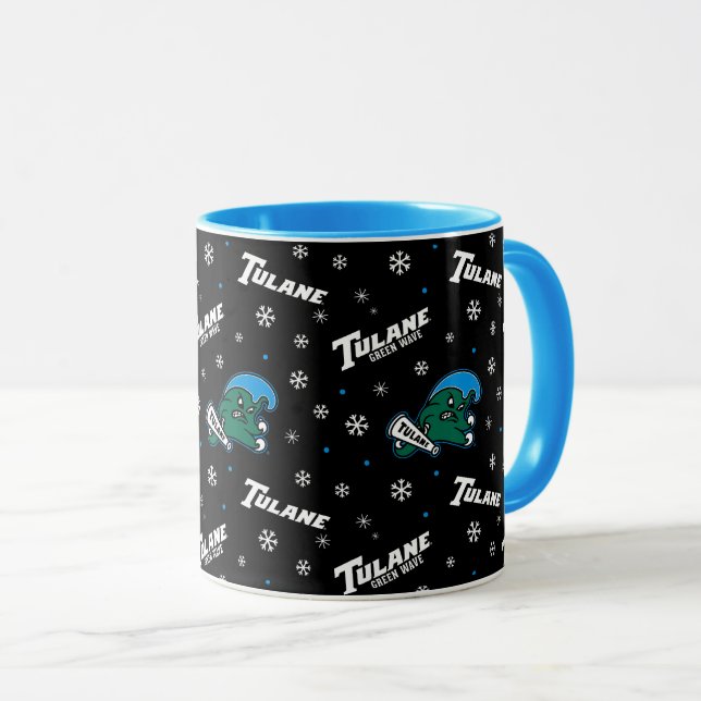 Tulane University Green Wave Holiday Pattern Mug (Front Right)