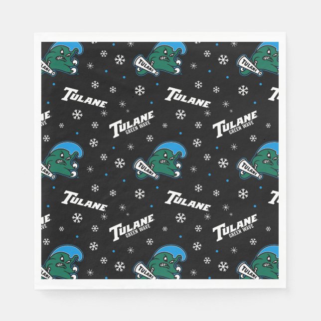 Tulane University Green Wave Holiday Pattern Napkins (Front)