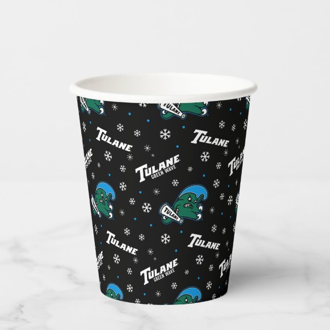 Tulane University Green Wave Holiday Pattern Paper Cups (Front)