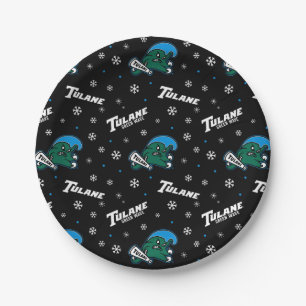 Tulane University Green Wave Holiday Pattern Paper Plates