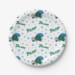 Tulane University Green Wave Holiday Pattern Paper Plates
