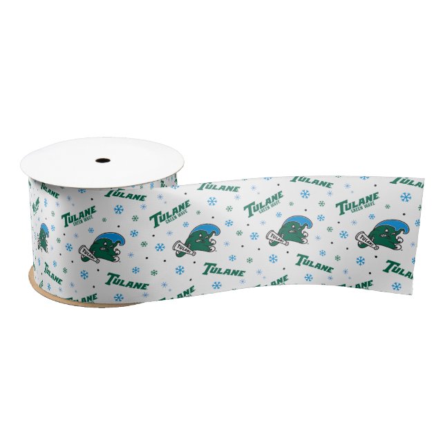 Tulane University Green Wave Holiday Pattern Satin Ribbon (Spool)
