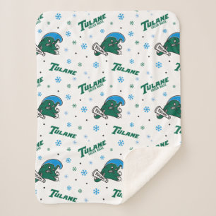 Tulane University Green Wave Holiday Pattern Sherpa Blanket