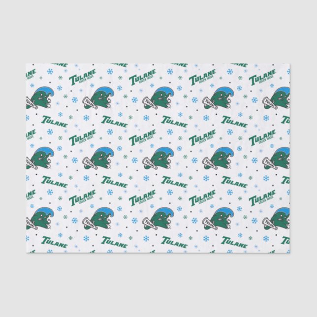 Tulane University Green Wave Holiday Pattern Tissue Paper (Front)