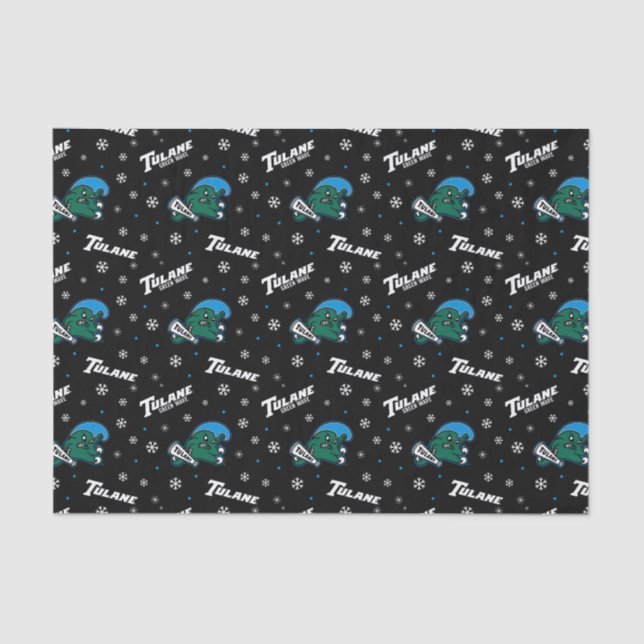 Tulane University Green Wave Holiday Pattern Tissue Paper (Front)