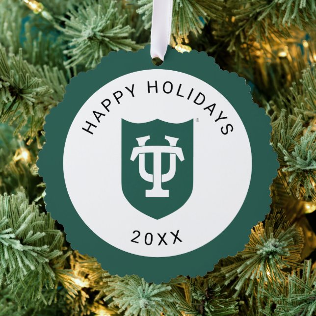 Tulane University Shield Emblem Ornament Card (Insitu (Tree))