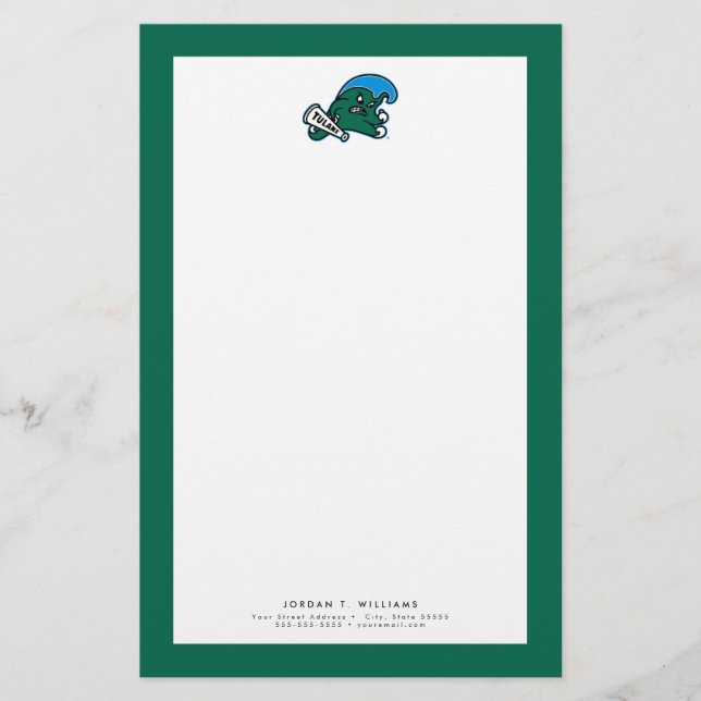 Tulane University Wave | Add Your Information Stationery (Front)