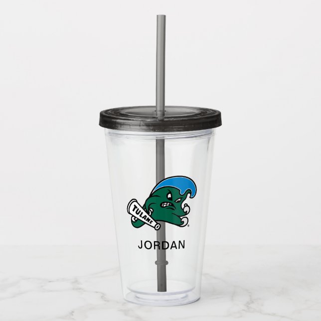 Tulane University Wave | Add Your Name Acrylic Tumbler (Front)