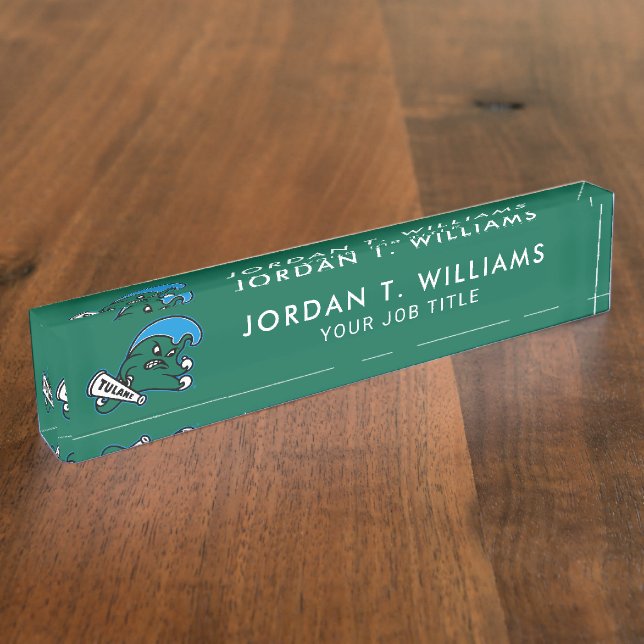 Tulane University Wave | Add Your Name Desk Name Plate (Side)