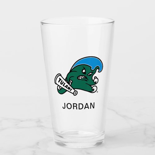 Tulane University Wave  Add Your Name Glass