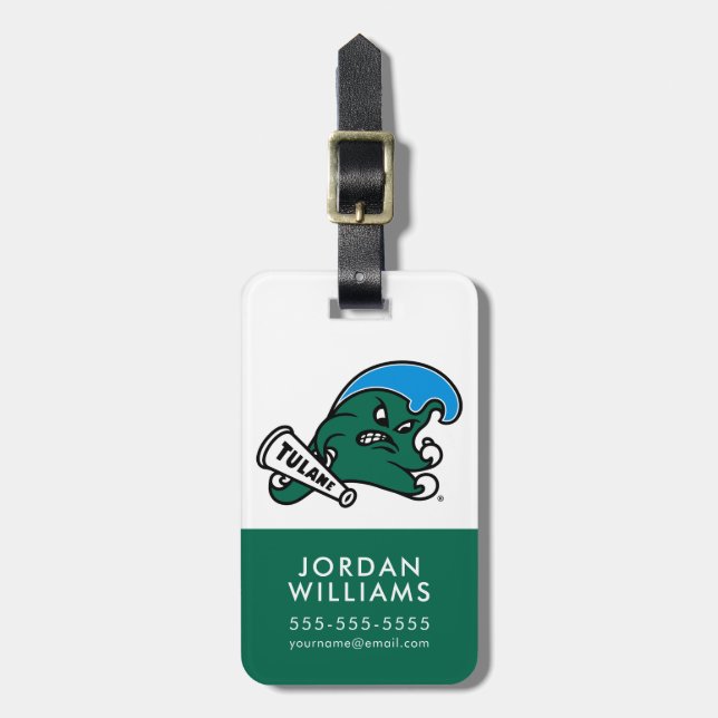 Tulane University Wave | Add Your Name Luggage Tag (Front Vertical)
