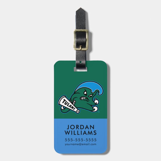 Tulane University Wave | Add Your Name Luggage Tag (Front Vertical)
