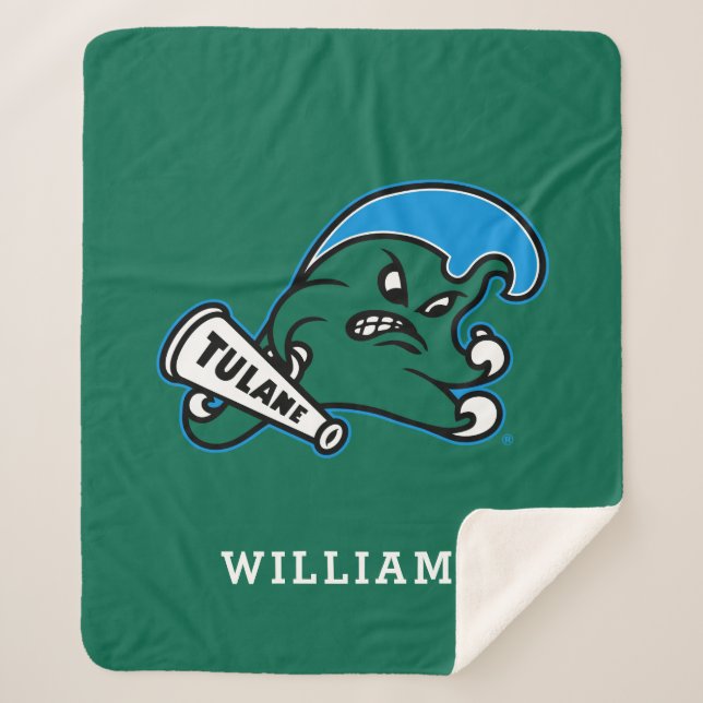 Tulane University Wave | Add Your Name Sherpa Blanket (Front)