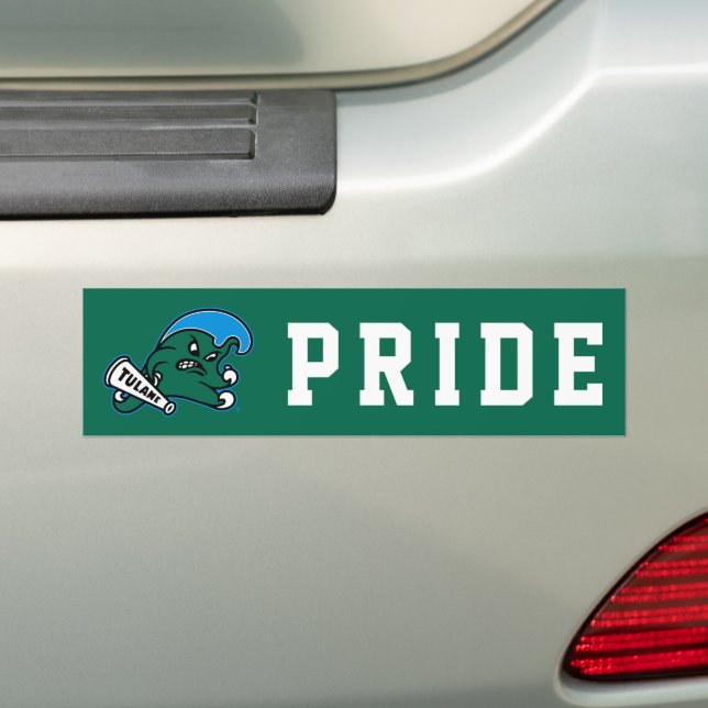 Tulane University Wave Bumper Sticker (On Car)