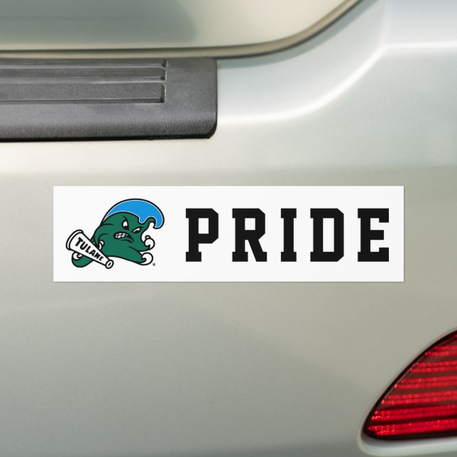 Tulane University Wave Bumper Sticker (On Car)