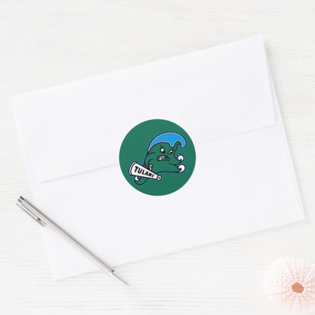 Tulane University Wave Classic Round Sticker (Envelope)