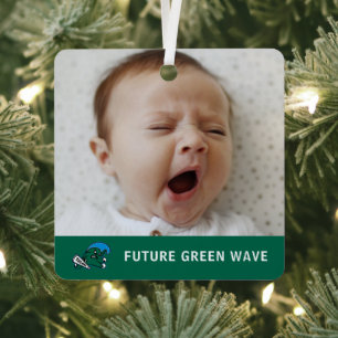 Tulane University Wave   Future Green Wave Metal Ornament