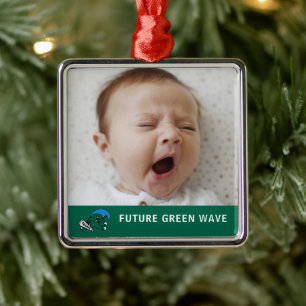 Tulane University Wave   Future Green Wave Metal Ornament