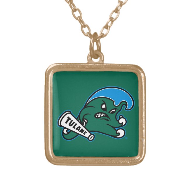 Tulane University Wave Gold Plated Necklace (Front)