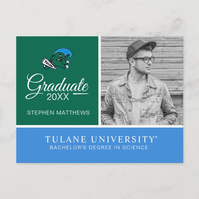 Tulane University Wave | Graduation Announcement Postcard (Front)