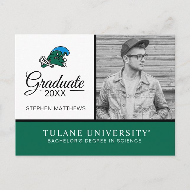 Tulane University Wave | Graduation Announcement Postcard (Front)
