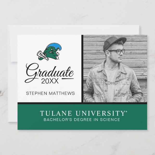 Tulane University Wave | Graduation Invitation (Front)