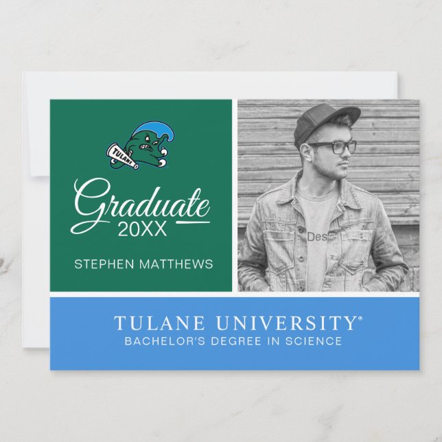 Tulane University Wave | Graduation Invitation (Front)